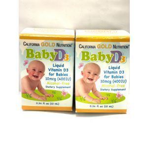 Kūdikių vitaminas D3, California Gold Nutrition, lašai, 400 TV (10 mcg), 10 ml