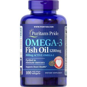 Омега-3, Рыбий жир, Puritan's Pride, Omega-3 Fish Oil 1200 mg (360 mg Active Omega-3) 100 капсул