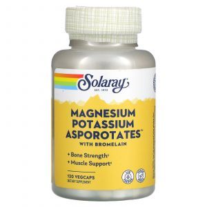 Магний и калий, Magnesium and Potassium, Solaray, 120 капс.