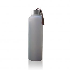 Бутылка для воды, Glass Water Bottle, Everyday Baby, стеклянная, с силиконовой защитой, светло-серая, 400 мл 