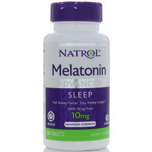 Melatoninas, melatoninas, natrolis, ilgalaikis atpalaidavimas, 10 mg, 60 tablečių