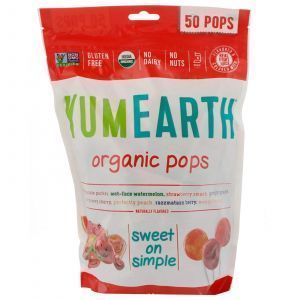 Įvairių vaisių skonių saldainiai, Pops, YumEarth, ekologiški, 50 vnt, 310 g