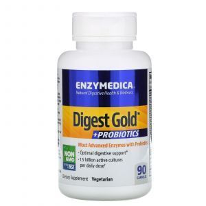 Энзимы смесь плюс пробиотики, Digest Gold Probiotics, Enzymedica, 90 капсул