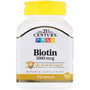 Биотин, Biotin, 21st Century, 5000 мкг, 110 капсул (Default)