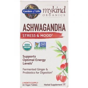 Ашваганда, MyKind Organics, Ashwagandha, Garden of Life, 60 таблеток (