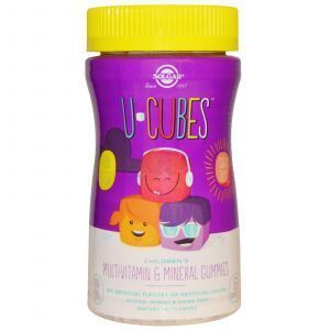 Жевательные мультивитамины и минералы для детей, U-Cubes, Solgar, 60 конфет