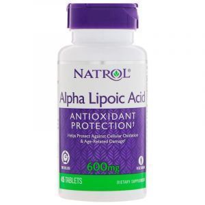 Альфа-липоевая кислота, замедленное высвобождение, Alpha Lipoic Acid, Natrol, 600 мг, 45 таблеток