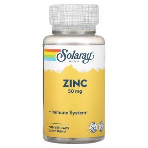 Хелатный цинк, Zinc, Solaray, 50 мг, 100 капсул