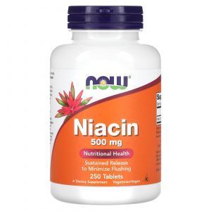 Ниацин (Витамин В3), Niacin, Now Foods, 500 мг, 250 таблеток