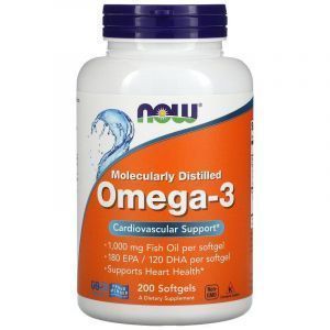 Омега 3, поддержка сердца, Omega-3, Now Foods, 180 EPA/120 DHA, 200 капсул