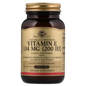 Витамин Е, Vitamin E, Solgar, смесь токоферолов, 200 МЕ, 100 капсул (Default)