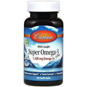 Омега-3 супер, Super Omega-3, Carlson Labs, 1000 мг, 50 гелевых капсул 