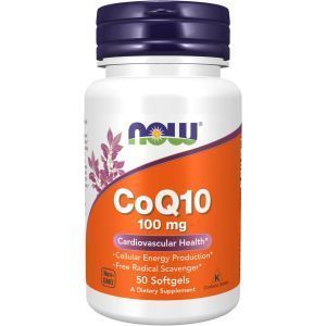 Коэнзим Q10, CoQ10, Now Foods, 100 мг, 50 гелевых капсул
