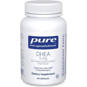 ДГЭА, DHEA, Pure Encapsulations, поддержка иммунитета, сжигания жира, гормонального баланса и эмоционального благополучия, 5 мг, 60 капсул
