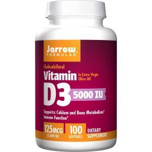 Витамин Д3, Vitamin D3, Jarrow Formulas, 5000 МЕ, 100 капсул