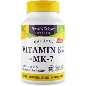 Витамин K2 в форме MK7, Vitamin K2 as MK-7, Healthy Origins, 100 мкг, 180 кап.