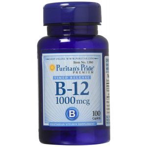 Vitaminas B-12, Vitaminas B-12, Puritan's Pride, 1000 mcg, 100 kapsulių