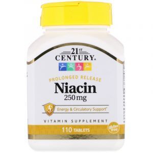 Витамин В3 (ниацин), Niacin, 21st Century, 250 мг, 110 таблеток (Default)