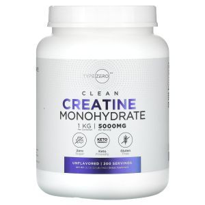 Креатин моногидрат, Clean, Creatine Monohydrate, TypeZero, без вкуса, 5000 мг, 1 кг
