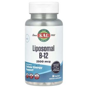Витамин B-12, Liposomal B-12, KAL, липосомальный, высокая эффективность, 2500 мкг, 30 вегетарианских капсул