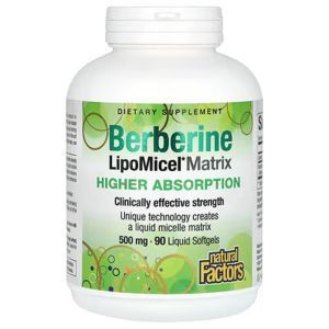 Берберин, Berberine LipoMicel Matrix, Natural Factors, матрица LipoMicel, 500 мг, 90 капсул