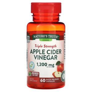 Яблочный уксус, тройная сила, Triple Strength Apple Cider Vinegar, Nature's Truth, 1200 мг, 60 капсул быстрого высвобождения (600 мг на капсулу)