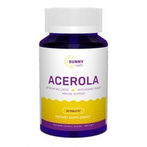 Ацерола, Acerola, Sunny Caps, 500 мг, 30 таблеток