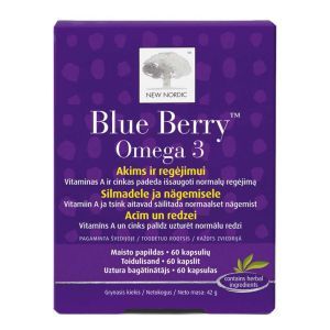 Улучшение зрения с Омега-3, Blue Berry Omega-3, New Nordic, 60 капсул
