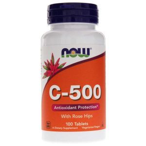Erškėtuogių vitaminas C, C-500 RH, Now Foods, 500 mg, 100 tablečių