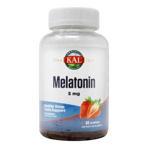 Melatoninas, melatoninas, KAL, braškės, 5 mg, 60 kramtomųjų tablečių