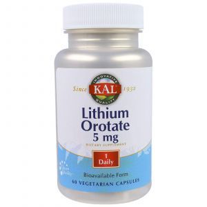 Литий, Lithium Orotate, KAL, 5 мг, 60 кап.