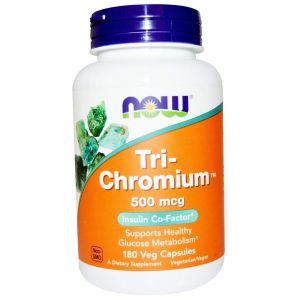 Хром, Tri-Chromium, Now Foods, 500 мкг, 180 капсу