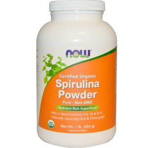 Спирулина сертифицированный органический порошок, Spirulina, Now Foods, 454