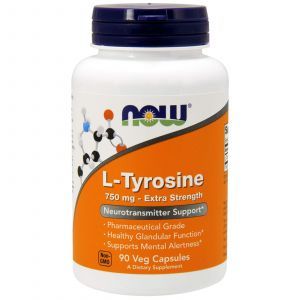 Тирозин, L-Tyrosine, Now Foods, 750 мг, 90 кап