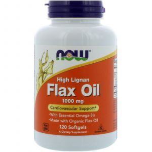 Льняное масло, Flax Oil, Now Foods, 1000 мг, 120 гелевых кап