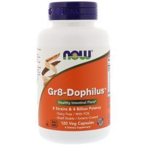 Пробиотики, Gr8-Dophilus, Now Foods, 8 млрд КОЕ, 120 капс