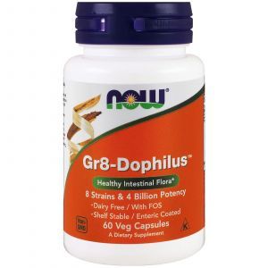 Пробиотики, Gr8-Dophilus, Now Foods, 4 млрд КОЕ, 60 вегетарианских капсул