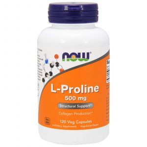 Пролин, L-Proline, Now Foods, 500 мг, 120 капс