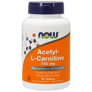 Ацетил карнитин, Acetyl-L Carnitine, Now Foods, 750 мг, 90 таблет