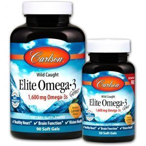 Омега-3, Elite Omega-3, Carlson Labs, вкус лимона, 1600 мг, 90+30 капсул