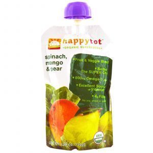 Детское питание из шпината, манго и груши, (Happy Baby, Happytot), Nurture Inc., 120г 