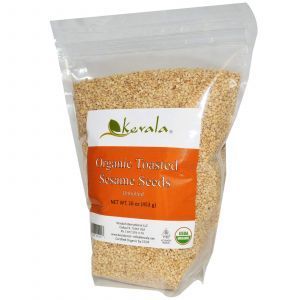 Органические поджаренные семена кунжута, Organic Toasted Sesame Seeds, Kevala, 453 г
