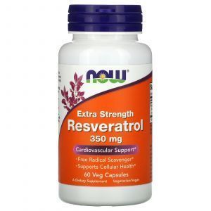 Resveratrolis, ypač stiprus resveratrolis, „Now Foods“, 350 mg, 60 kapsulių