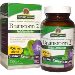 Стимулирование мозговой деятельности, Brainstorm 2, Nature's Answer, 450 мг, 90 кап.