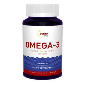Омега-3, рыбий жир, Omega-3 Active Powerful, Sunny Caps, 1000 мг, 100 гелевых капсул