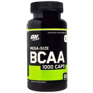 BCAA, Optimali mityba, Didelis dydis, 1 g, 60 kapsulių