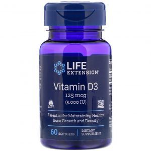 Vitaminas D-3, vitaminas D3, gyvenimo pratęsimas, 5000 TV, 60 kapsulių