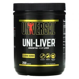 Сушеная говяжья печень, (Uni-Liver Desiccated Liver), Universal Nutrition, 250 таблеток