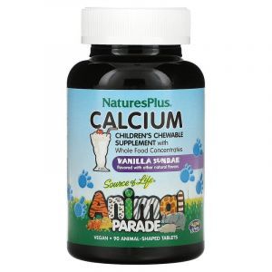 Жевательный кальций для детей, Chewable Calcium, Nature's Plus, Animal Parade, вкус ванили, 90 таблеток (Default)