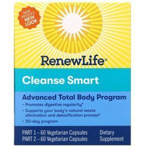 Полное очищение организма, Cleanse Smart, Renew Life, 30-дневный курс, 2 банки по 60 капсул